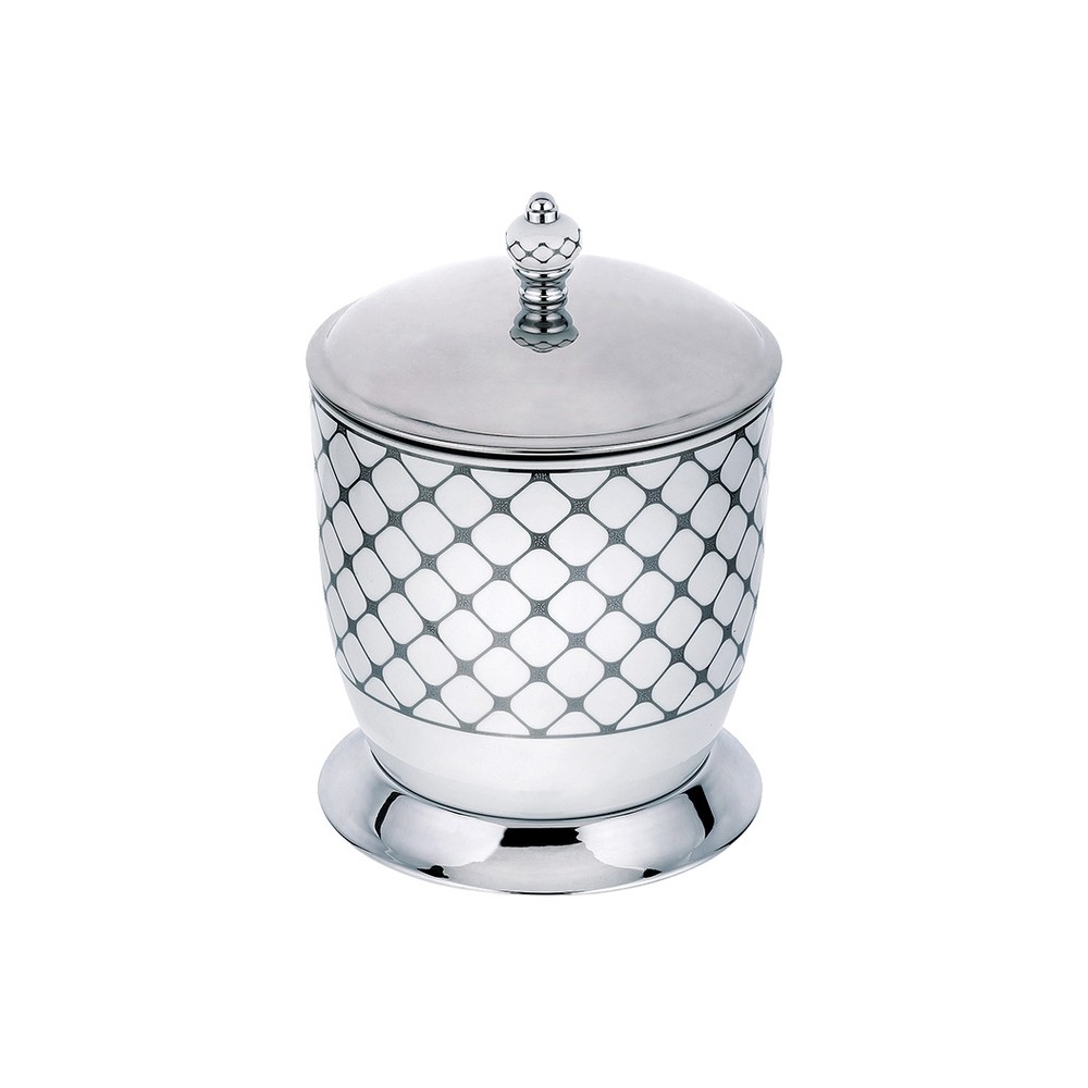 Geometrik Chrome White Trash Bin