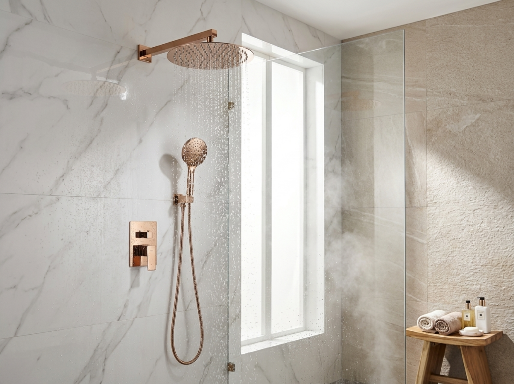 ankastre duş sistemi rose gold banyo