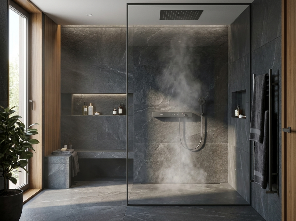 delta siyah ankastre duş seti banyo