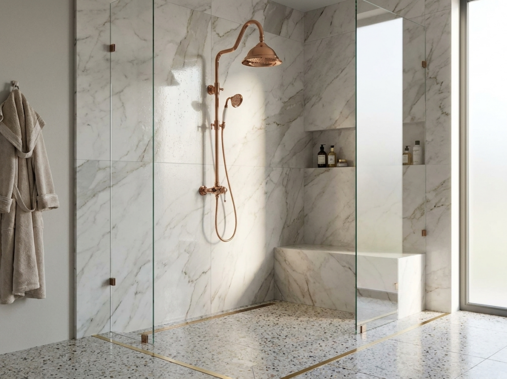 flamingo rose gold tepe duş seti banyo