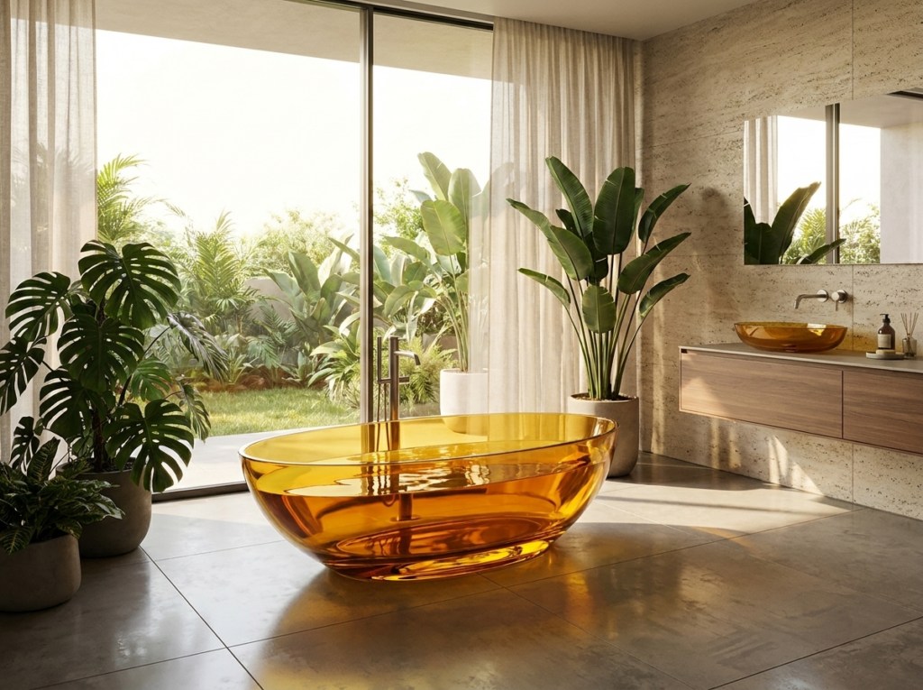 sarı şeffaf bağımsız küvet banyo
