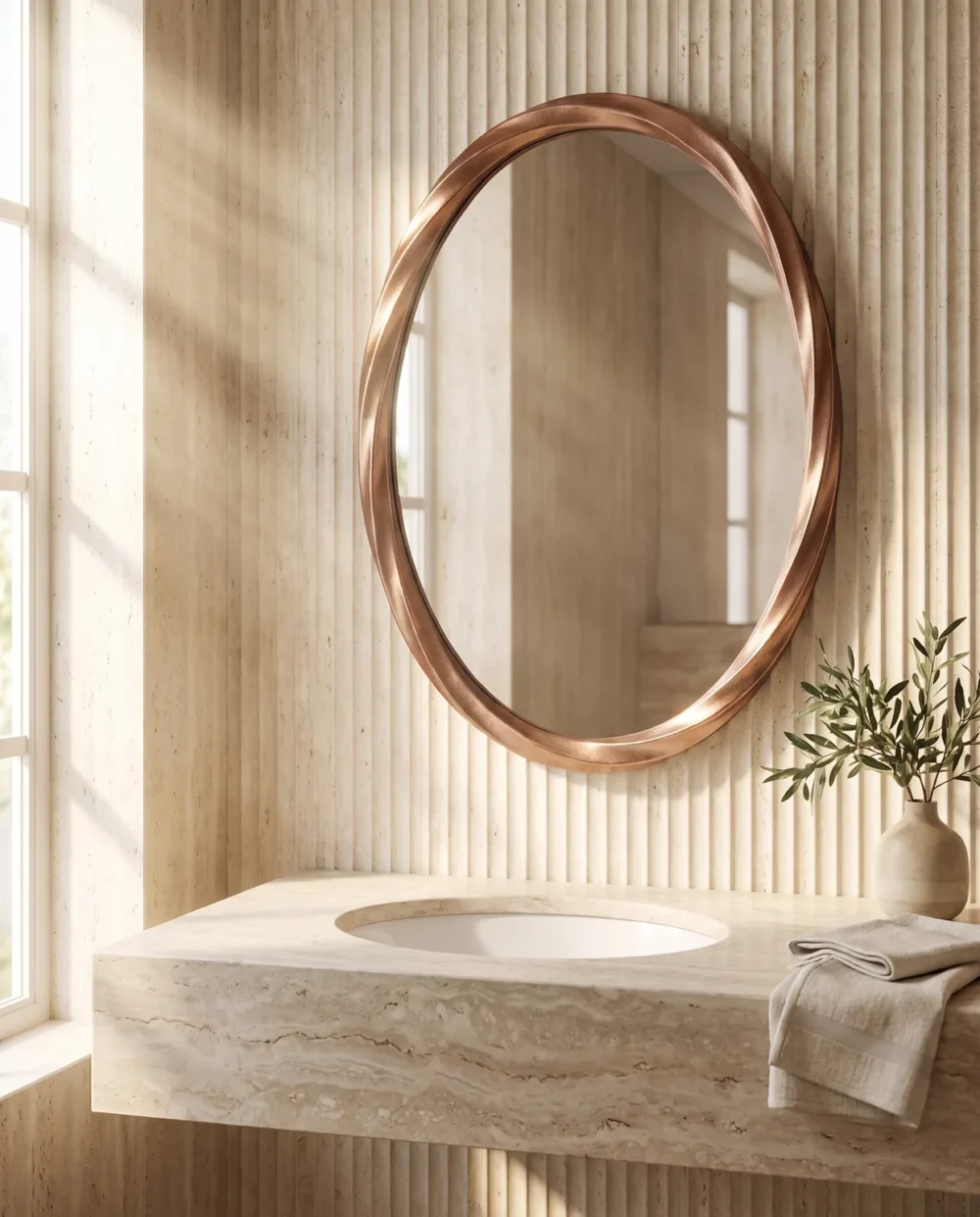 60×80 Oval Rose Gold Ayna