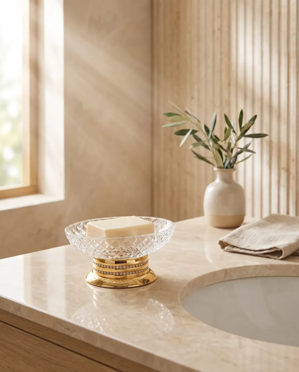 Crystal Altın Set Üstü Sabunluk