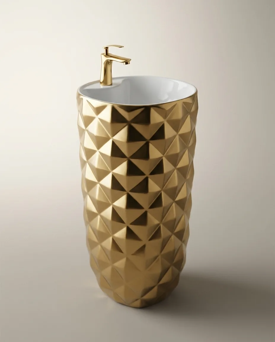 Crystal Altın Monoblok Lavabo
