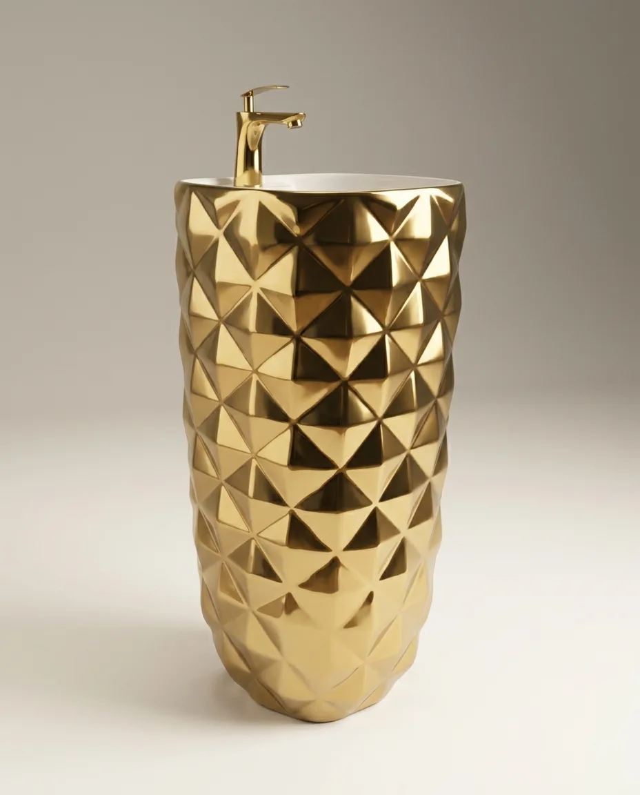 Crystal Altın Monoblok Lavabo