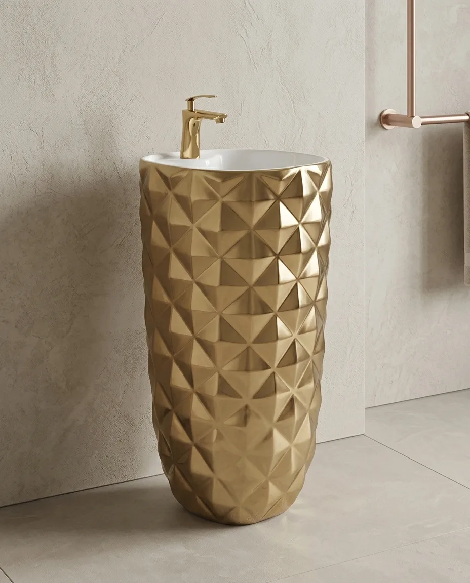 Crystal Altın Monoblok Lavabo