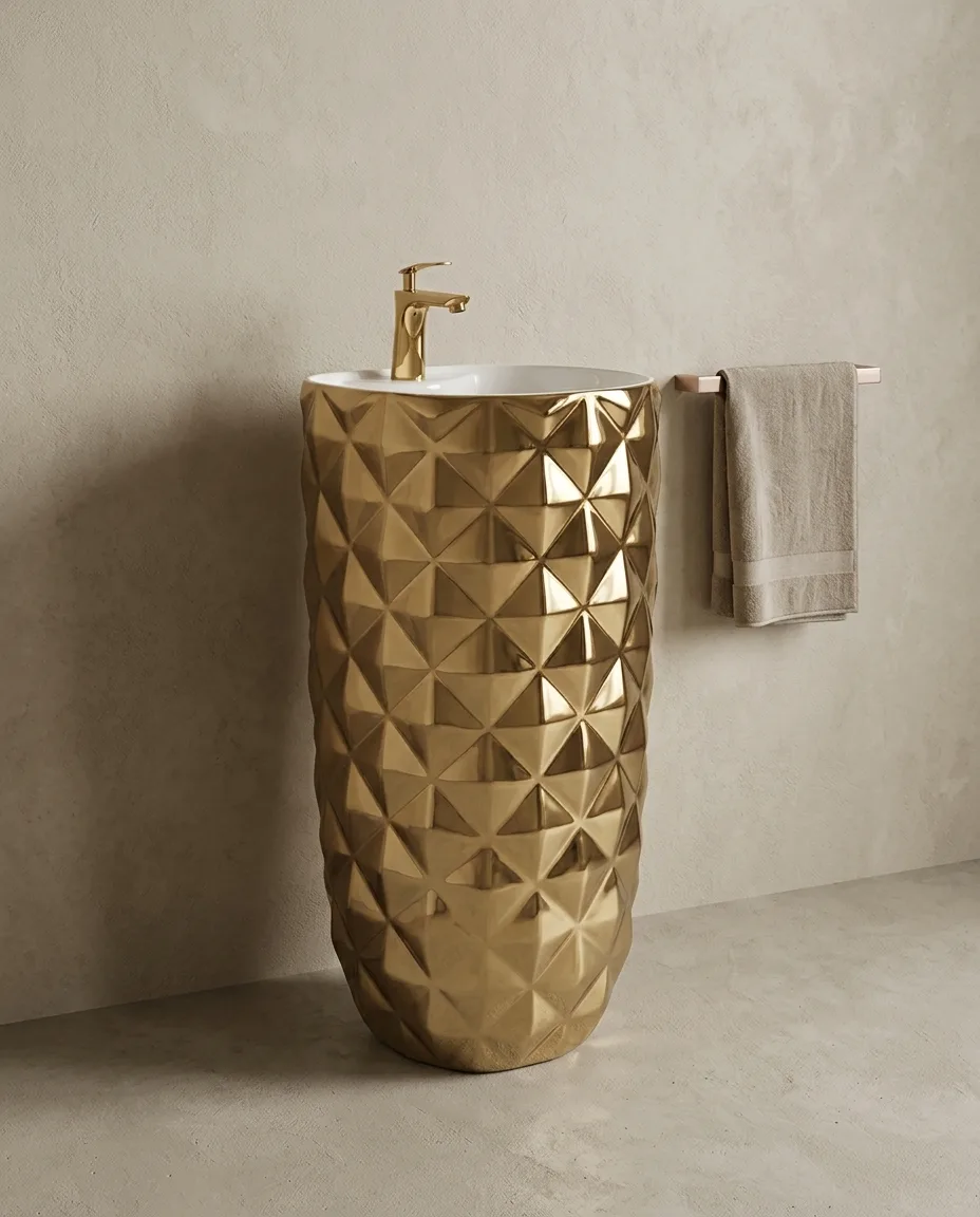 Crystal Altın Monoblok Lavabo