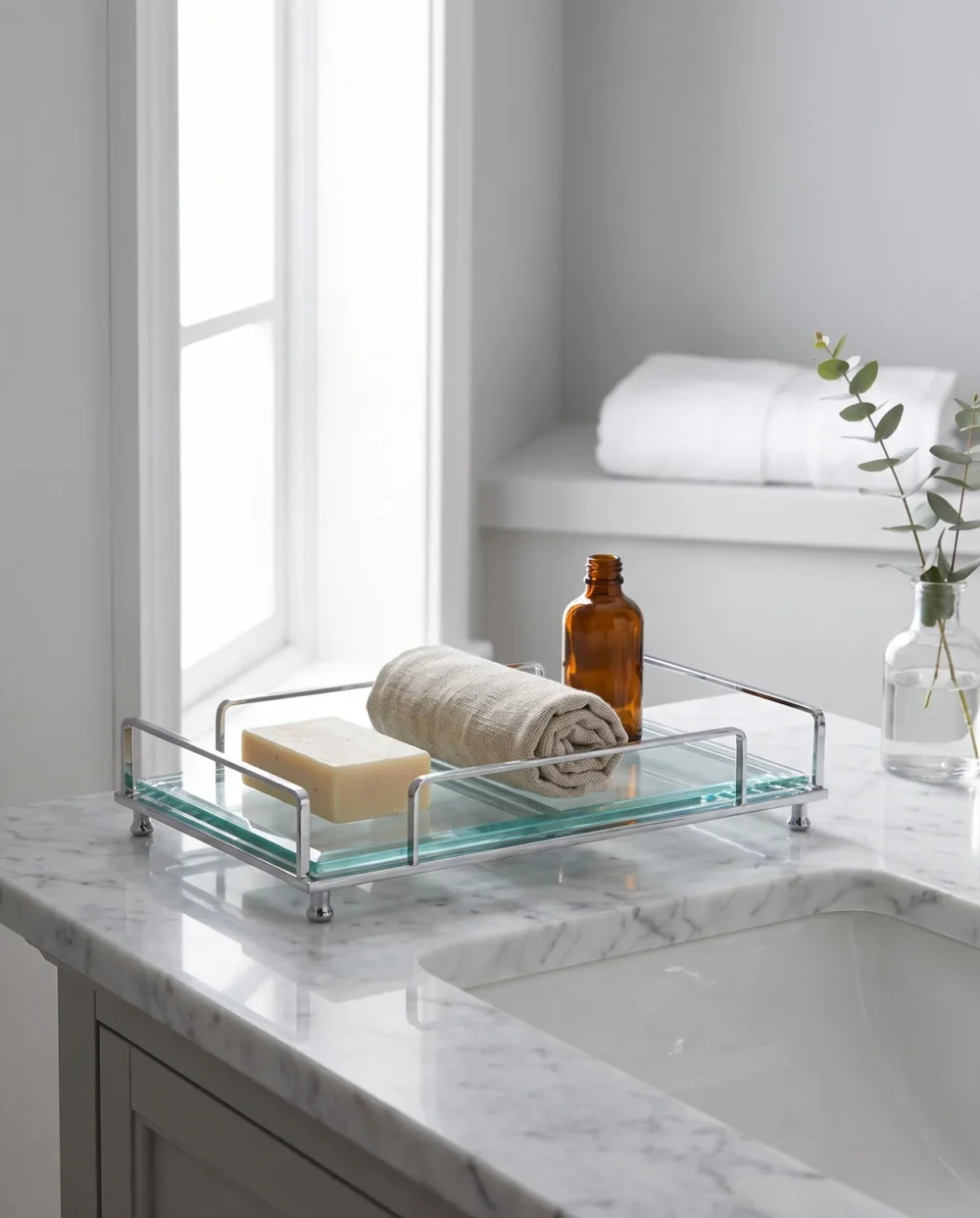 Crystal Krom Set Üstü Aksesuar Tepsisi