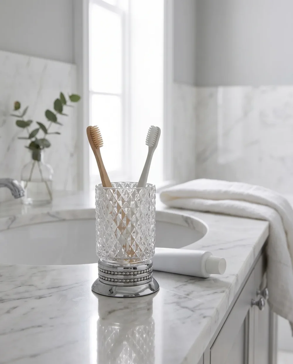 Crystal Krom Set Üstü Diş Fırçalık