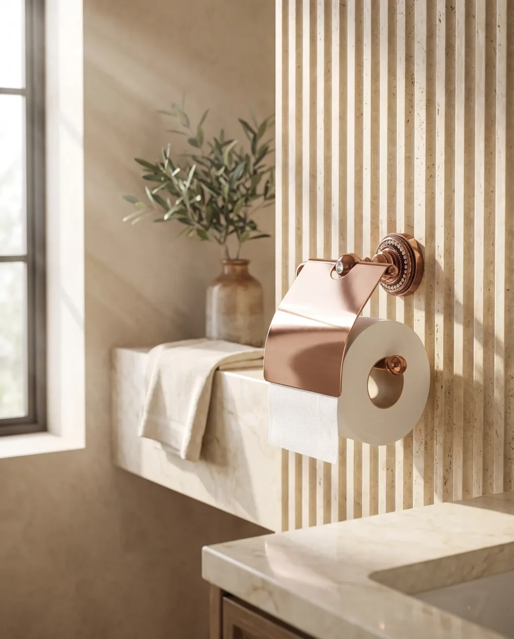 Crystal Rose Gold Kapaklı Kağıtlık