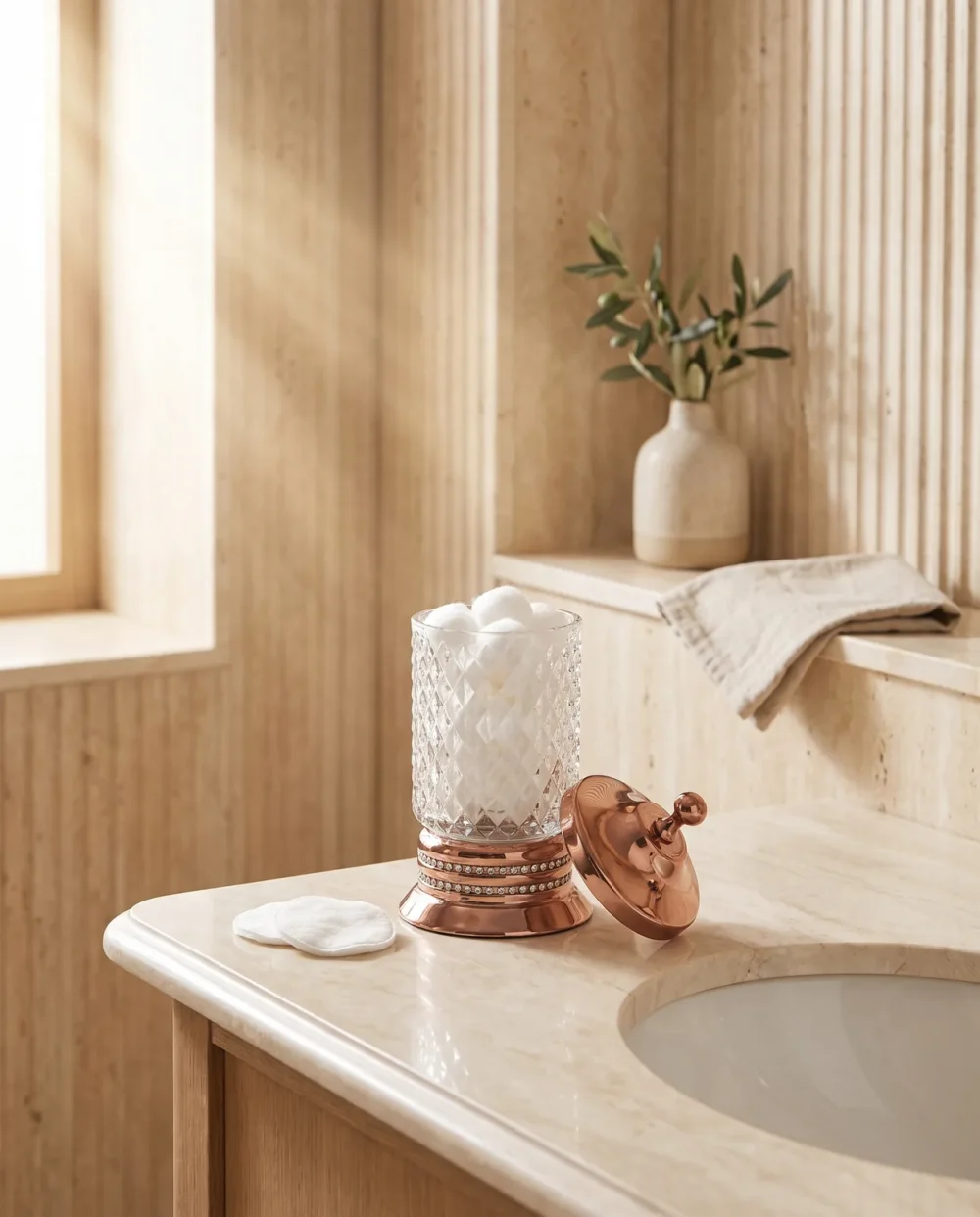 Crystal Rose Gold Set Üstü Pamukluk