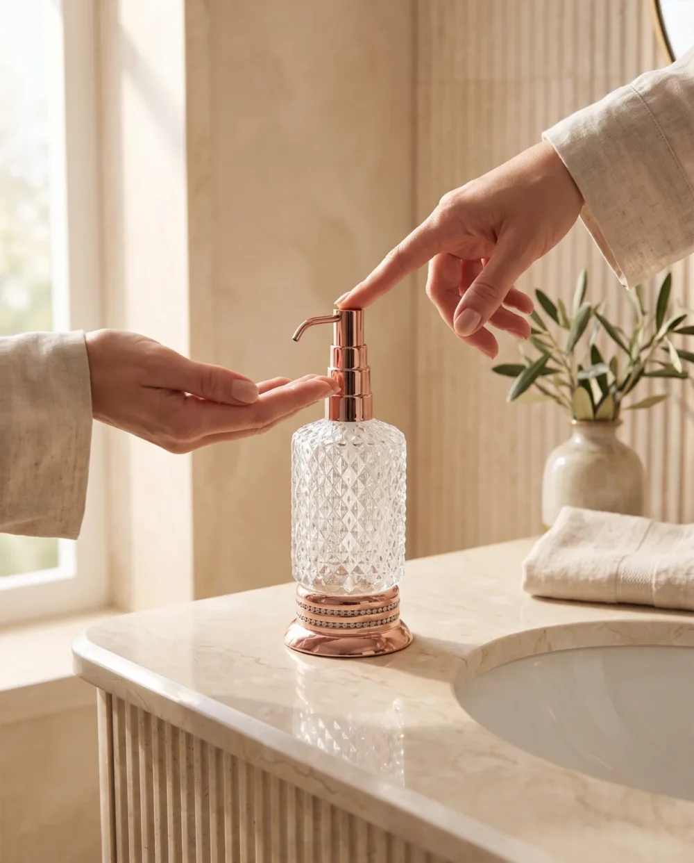 Crystal Rose Gold Setüstü Sıvı Sabunluk