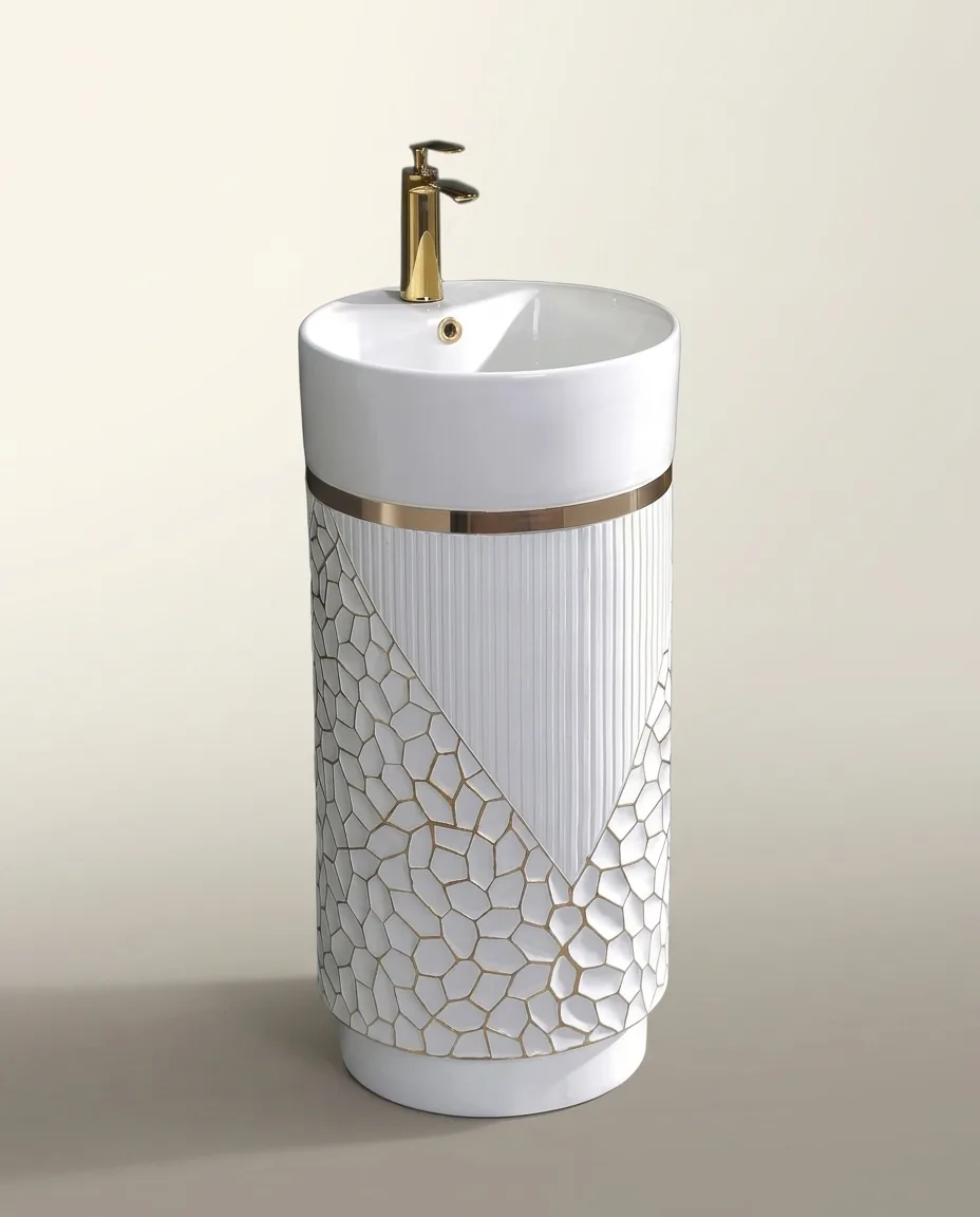Elysia Beyaz Altın Monoblok Lavabo