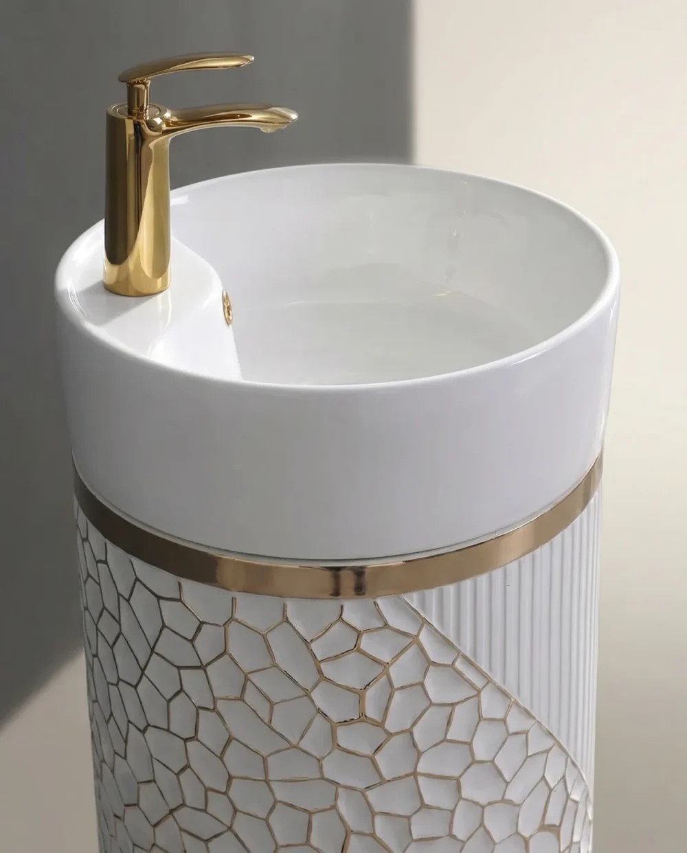 Elysia Beyaz Altın Monoblok Lavabo