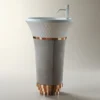 Glory Gri Beyaz Bronz Monoblok Lavabo