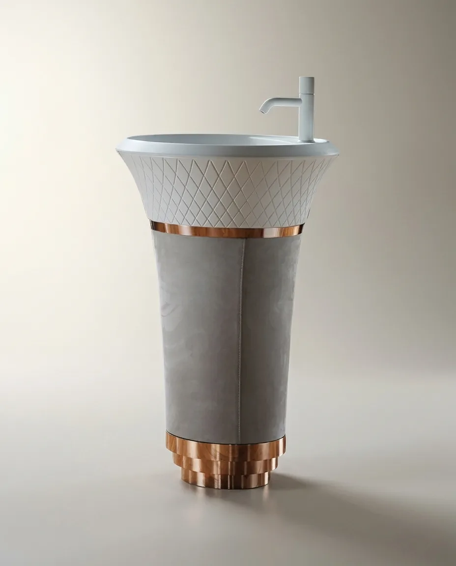 Glory Gri Beyaz Bronz Monoblok Lavabo
