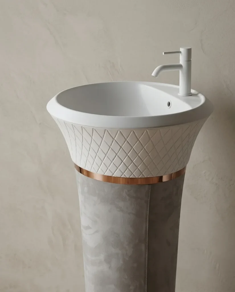 Glory Gri Beyaz Bronz Monoblok Lavabo