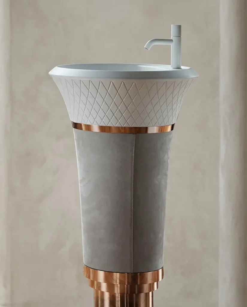 Glory Gri Beyaz Bronz Monoblok Lavabo
