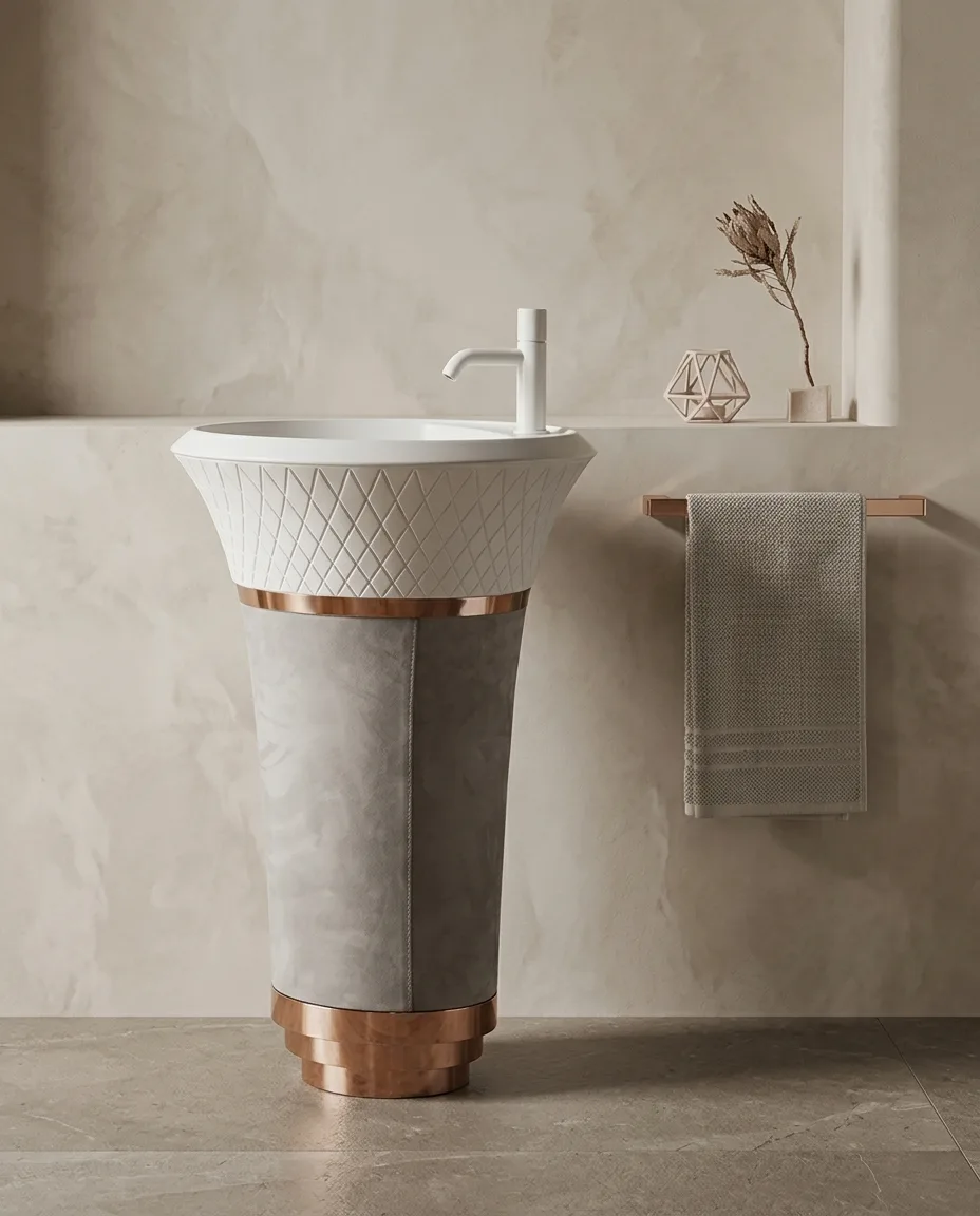 Glory Gri Beyaz Bronz Monoblok Lavabo