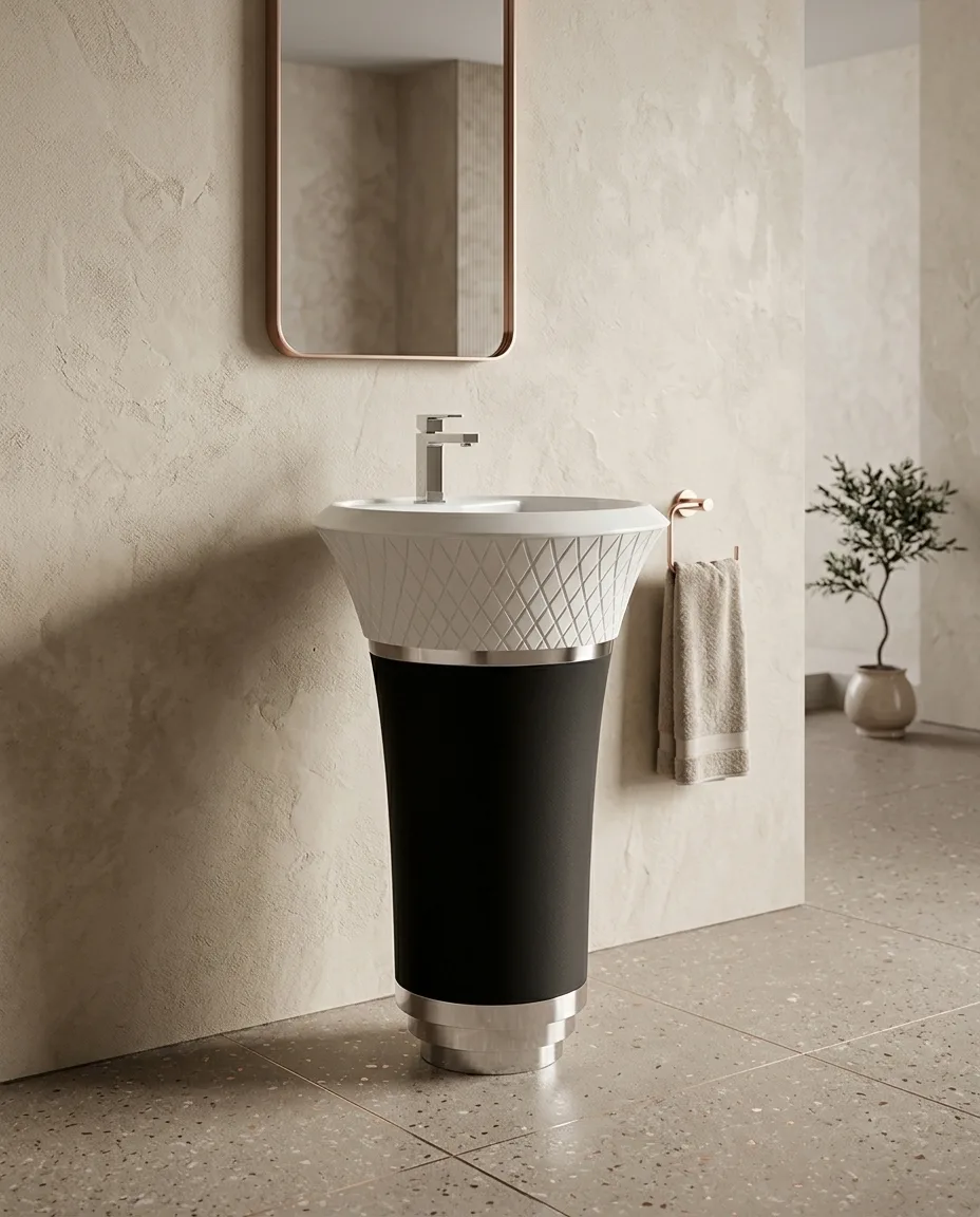 Glory Siyah Beyaz Monoblok Lavabo