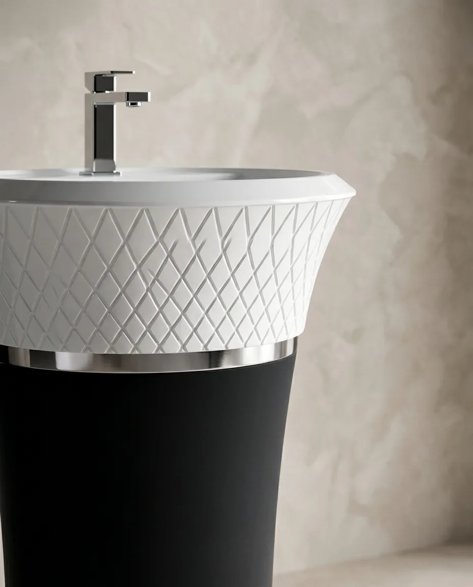 Glory Siyah Beyaz Monoblok Lavabo