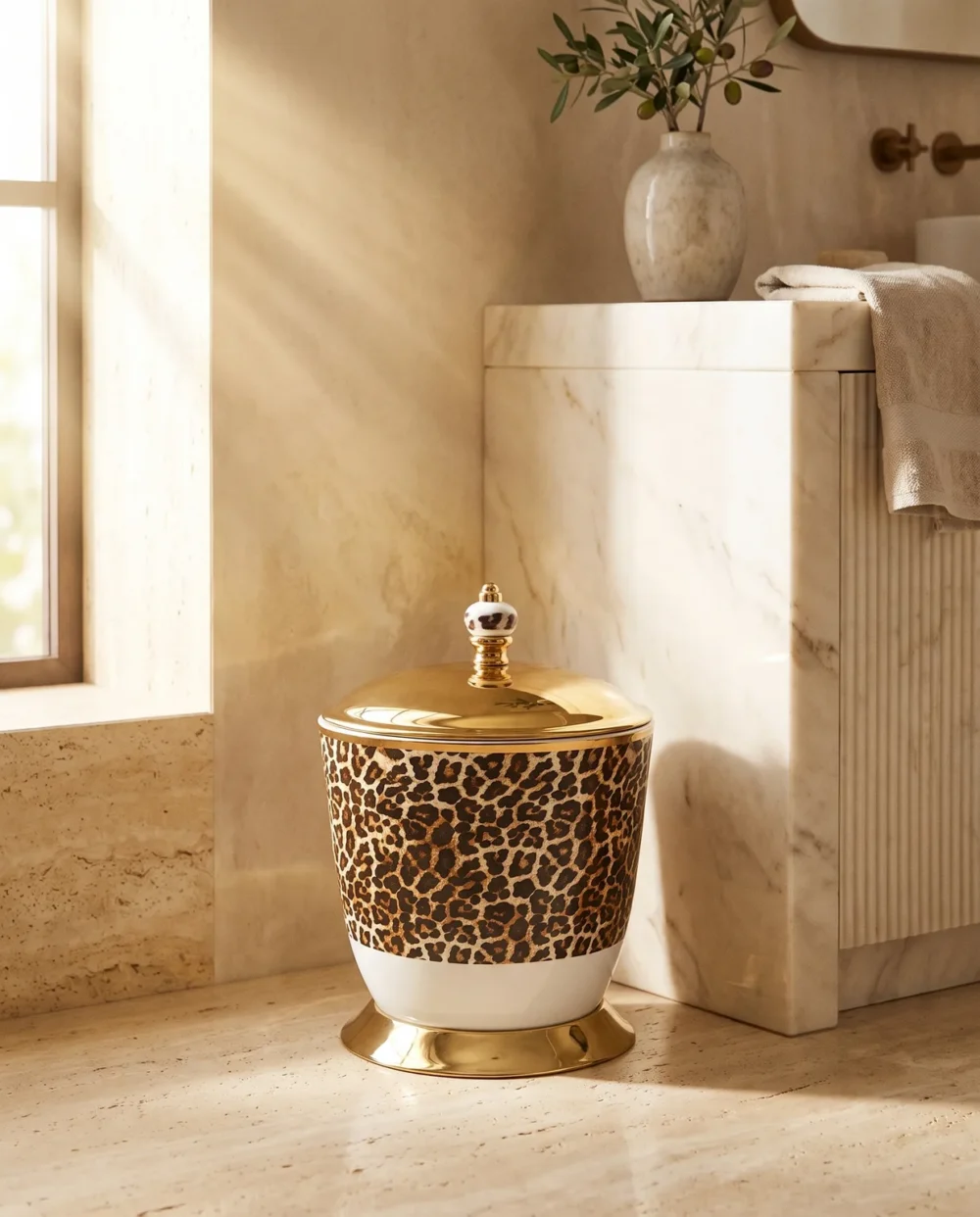 Leopar Altın Çöp Kovası