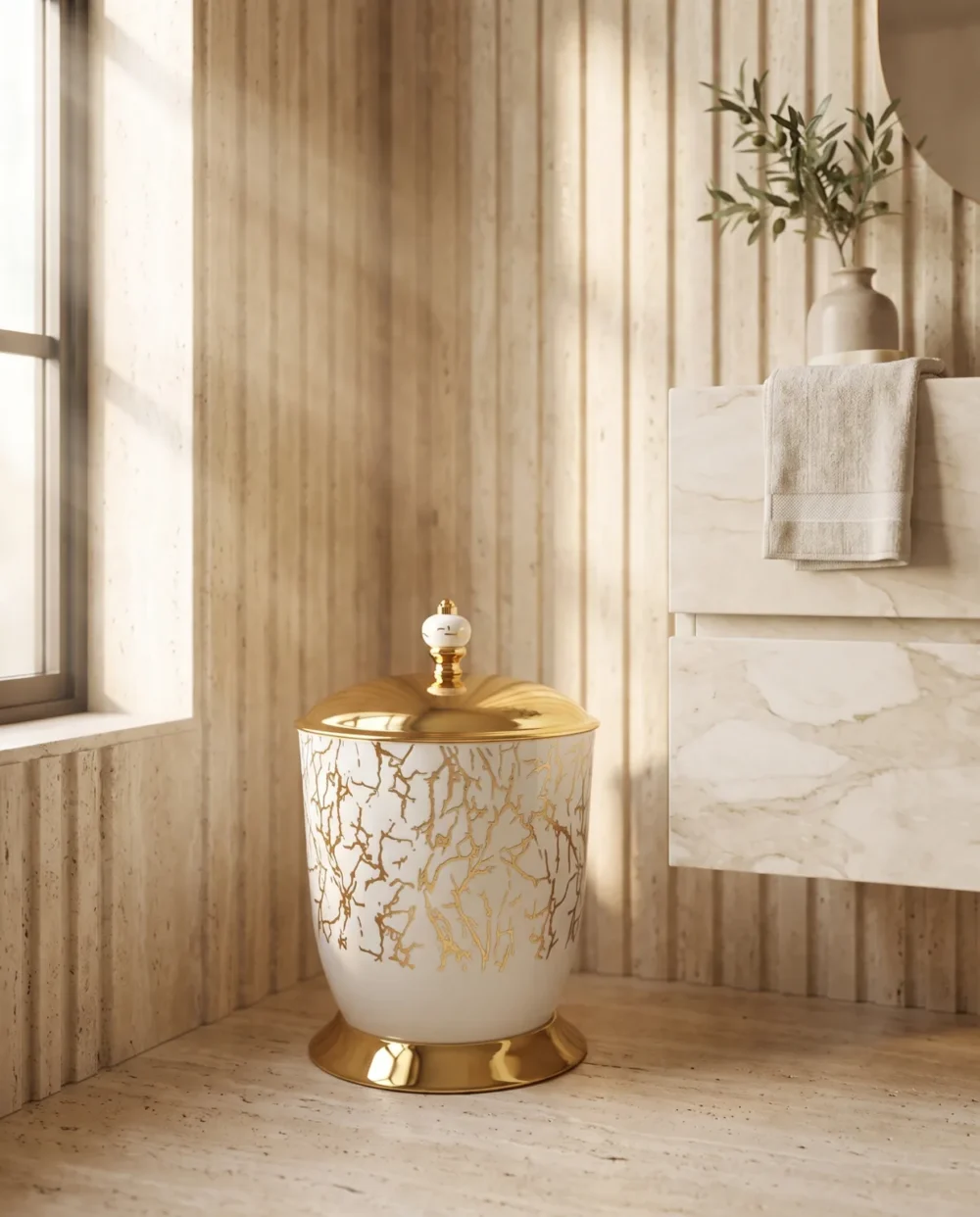Marble Altın Çöp Kovası