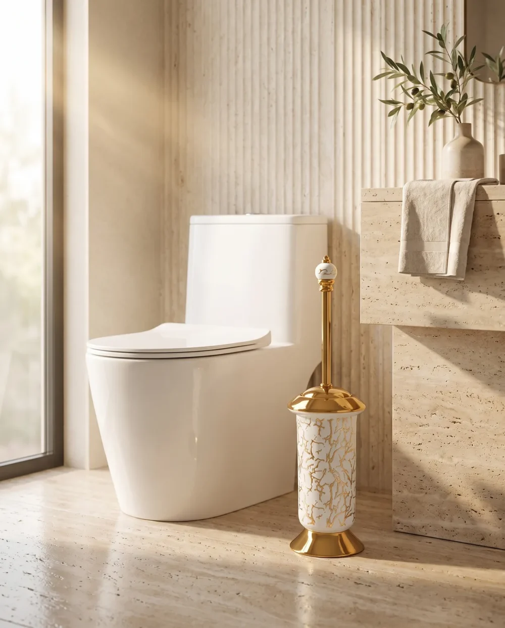 Marble Altın Klozet Fırçası