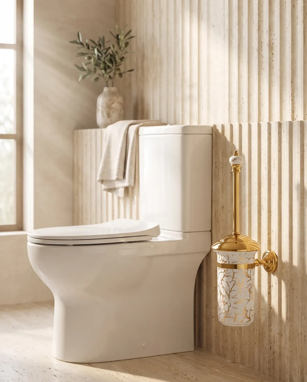 Marble Altın Montajlı Klozet Fırçalık