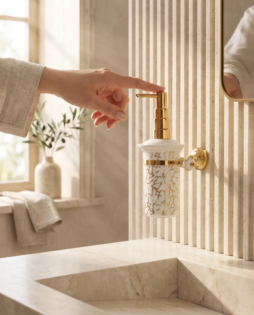 Marble Altın Montajlı Sıvı Sabunluk