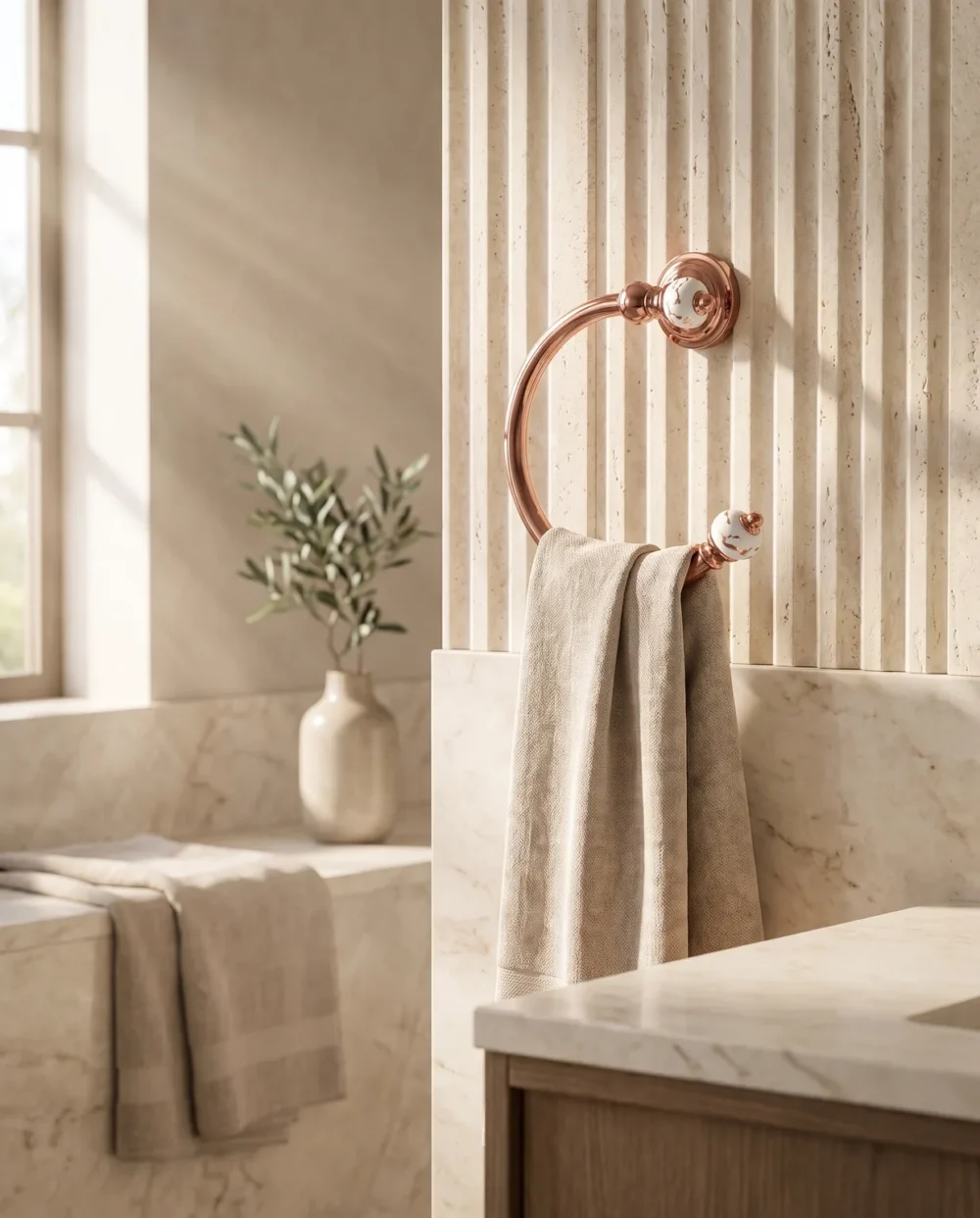 Marble Bronz Halka Havluluk