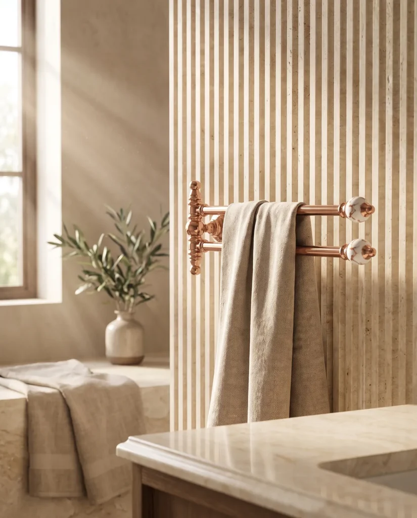 Marble Bronz İkili Havluluk