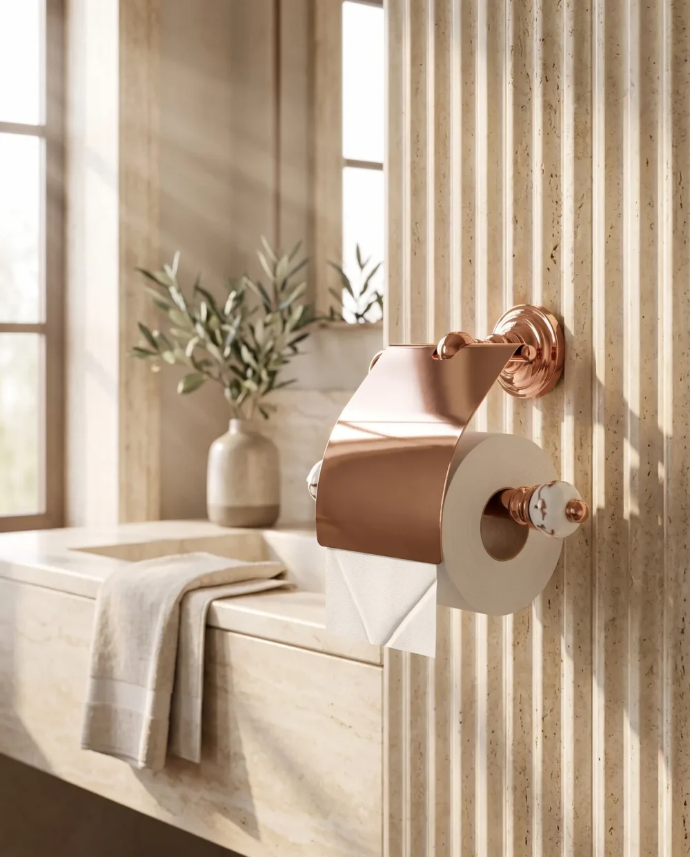 Marble Bronz Kapaklı Kağıtlık