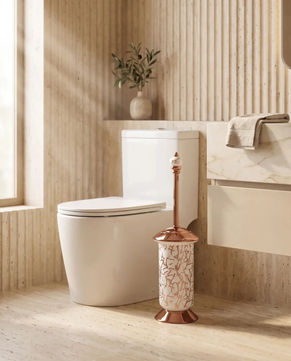 Marble Bronz Klozet Fırçası