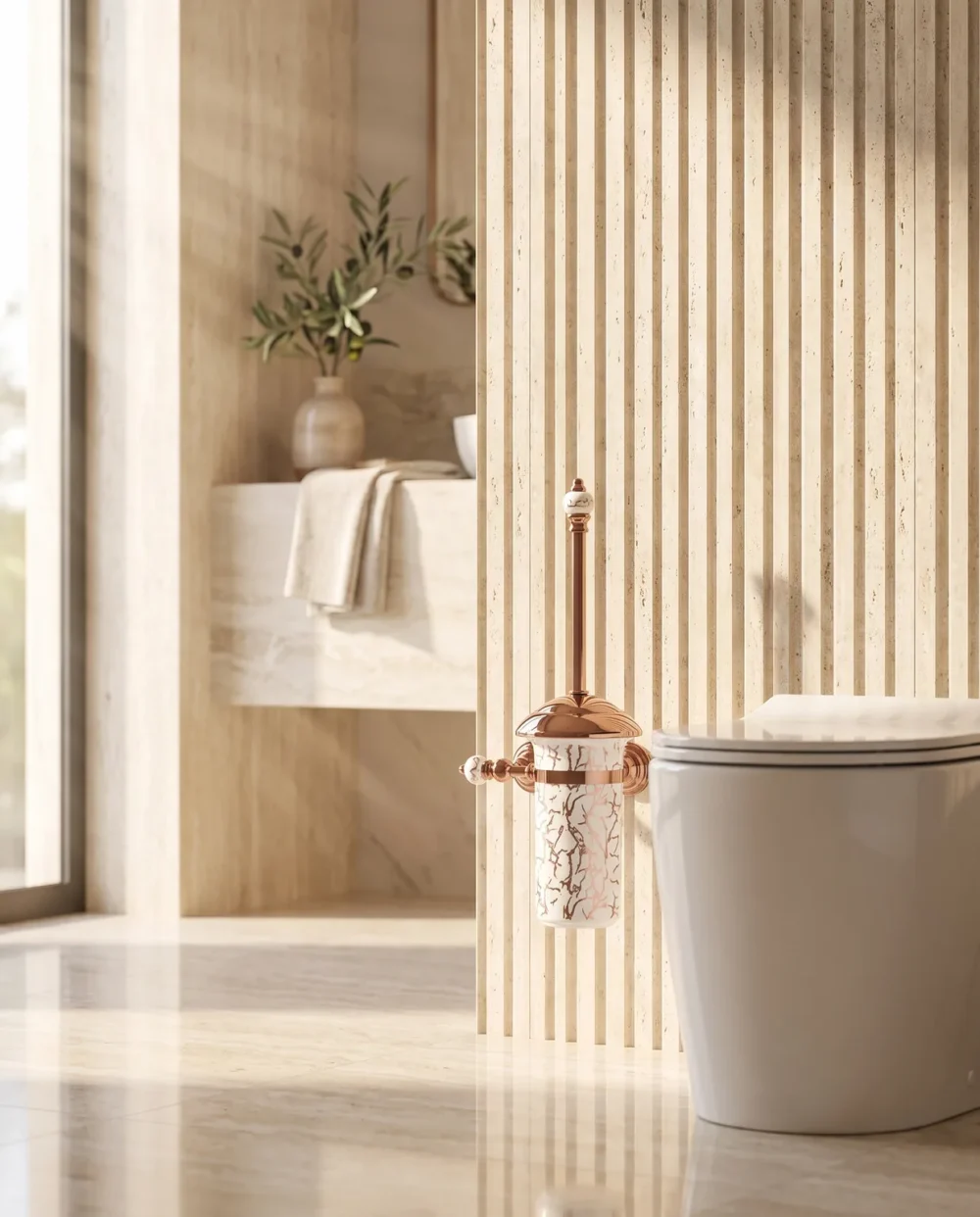Marble Bronz Montajlı Klozet Fırçalık