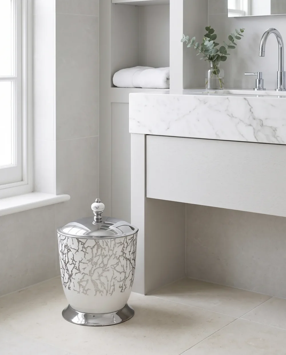 Marble Krom Çöp Kovası