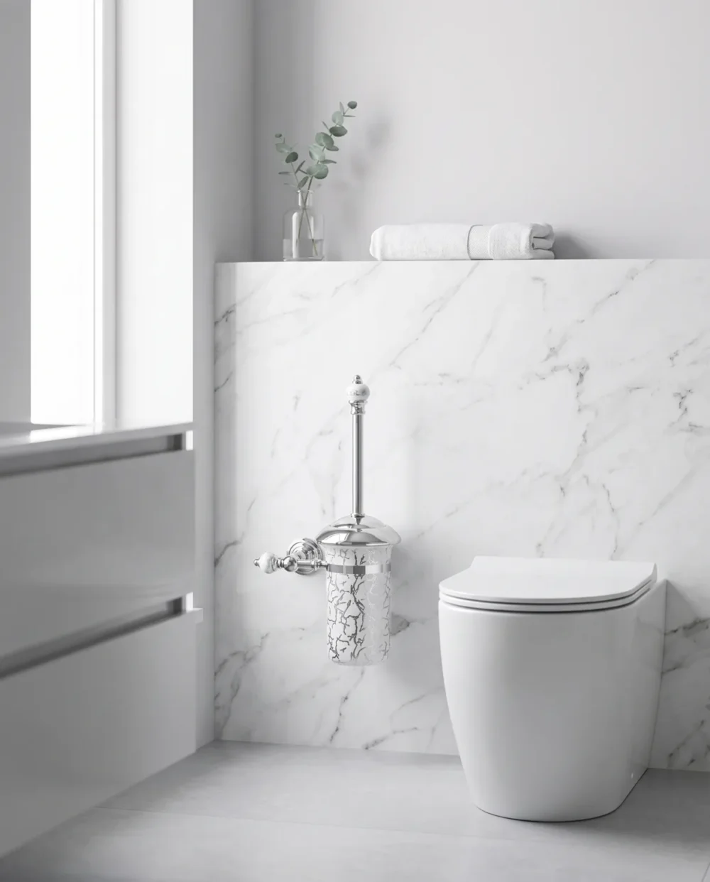 Marble Krom Montajlı Klozet Fırçalık