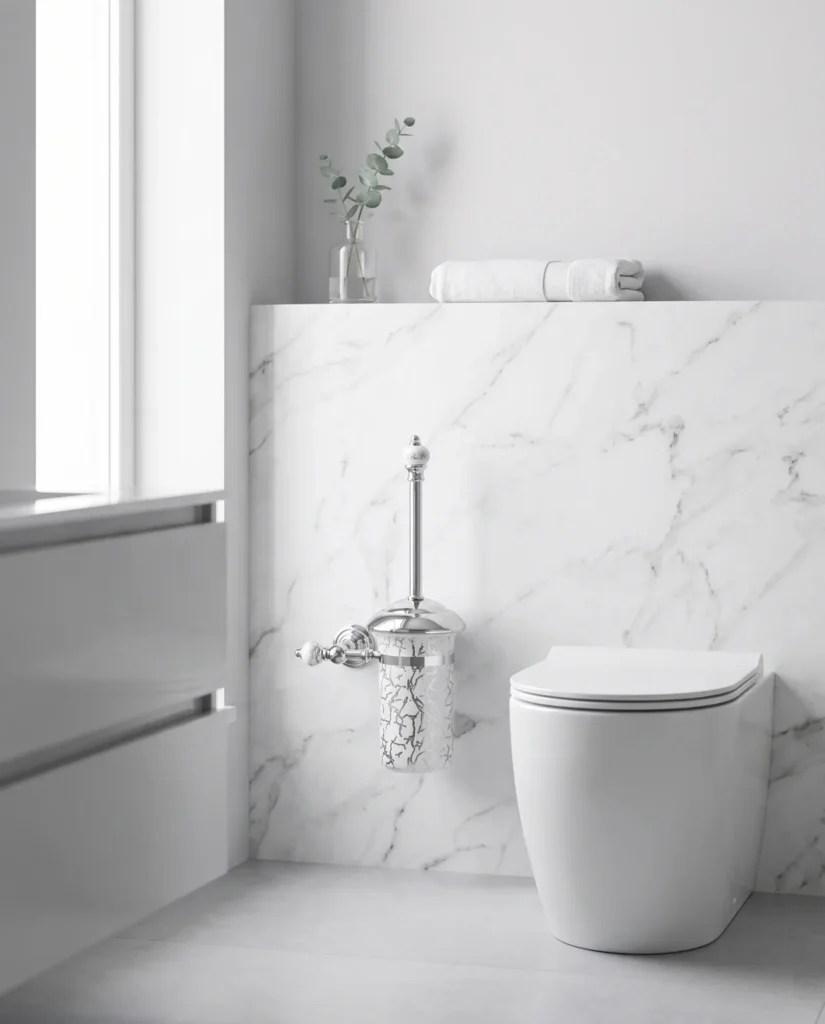 Marble Krom Montajlı Klozet Fırçalık