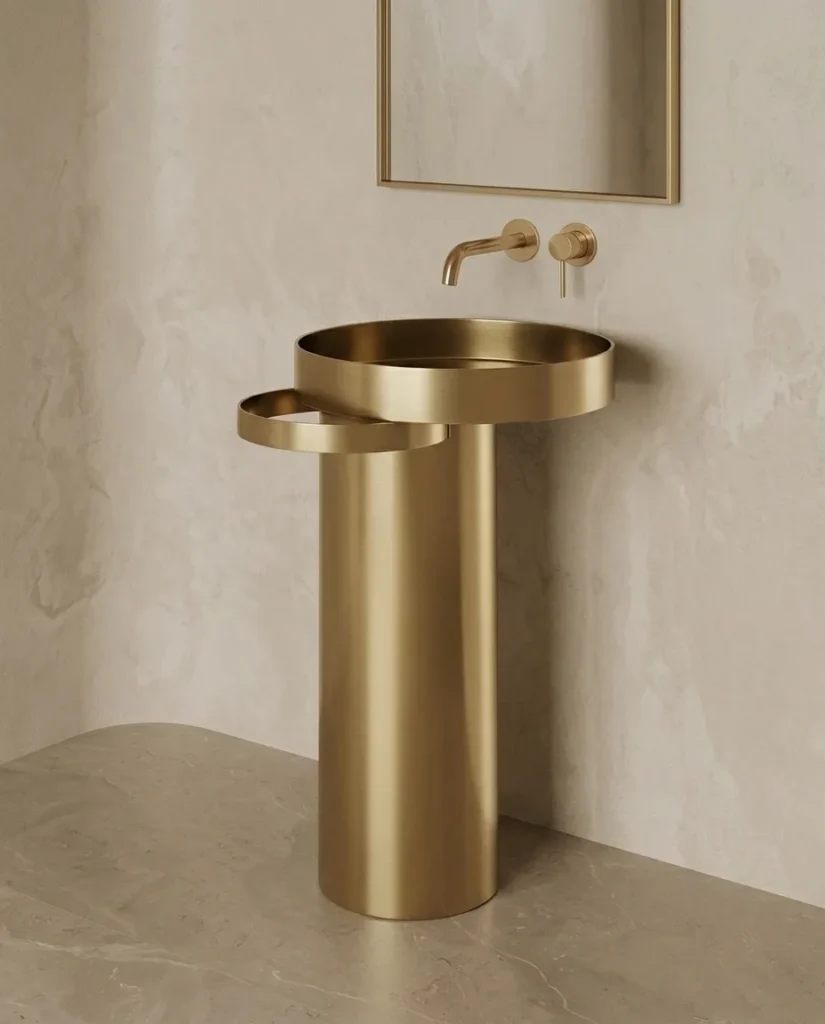 Paslanmaz Çelik Altın Monoblok Lavabo