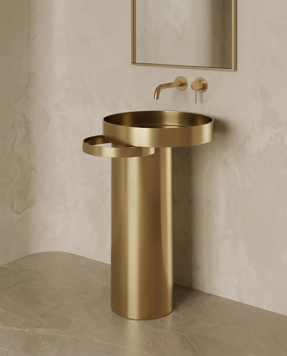 Paslanmaz Çelik Altın Monoblok Lavabo