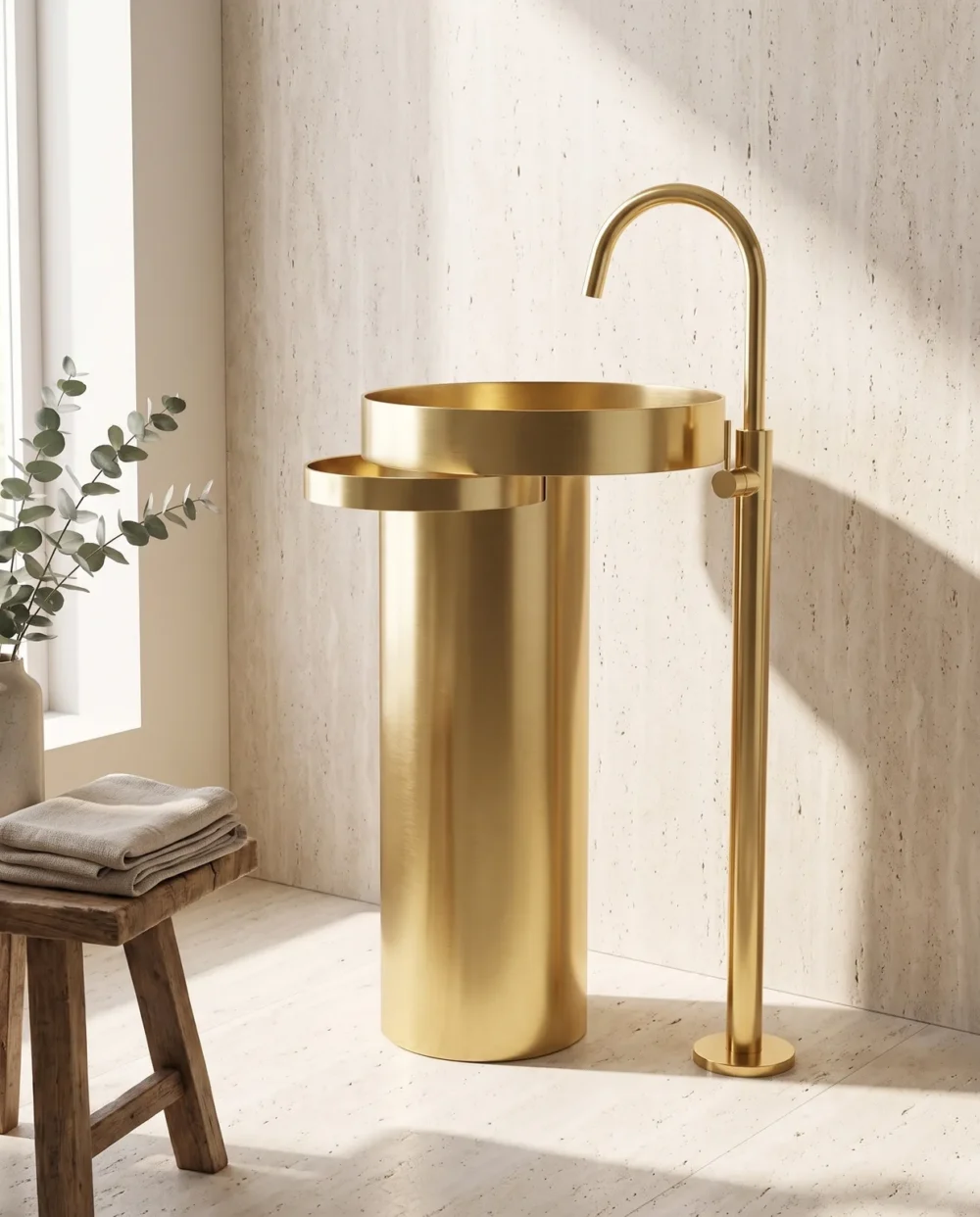 Paslanmaz Çelik Altın Monoblok Lavabo