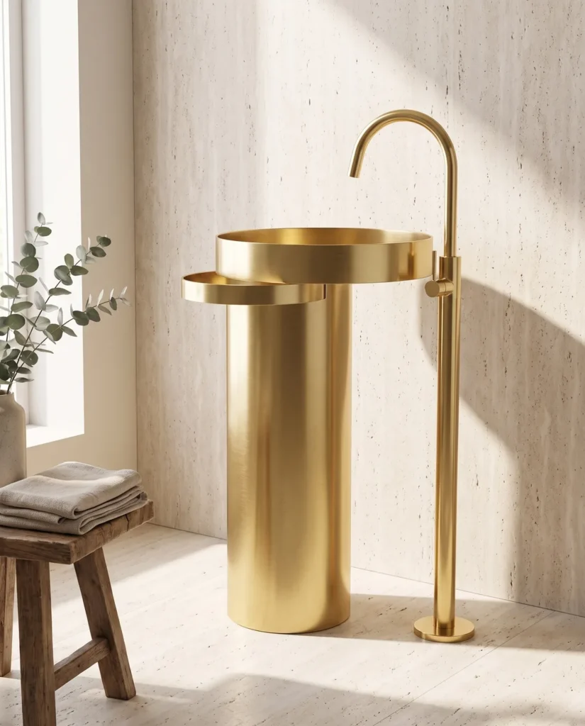 Paslanmaz Çelik Altın Monoblok Lavabo