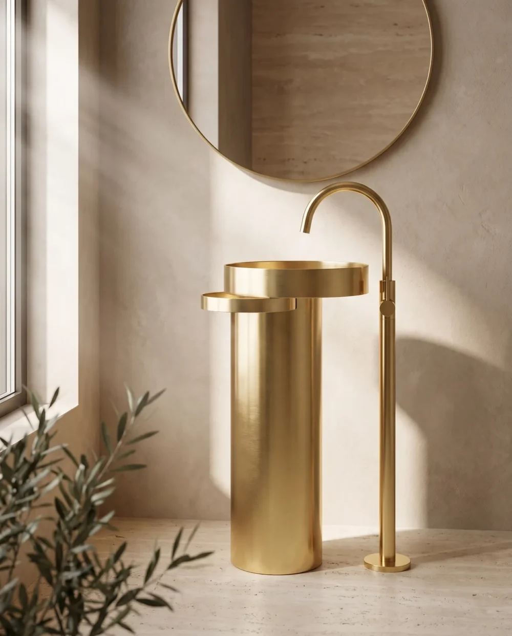 Paslanmaz Çelik Altın Monoblok Lavabo