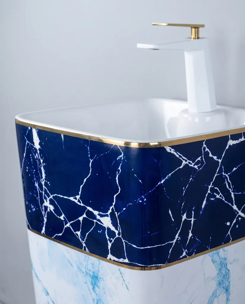 Calacatta Mavi Beyaz Monoblok Lavabo