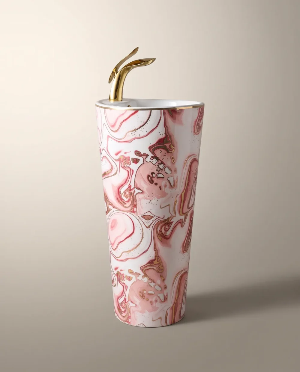 Ebru Pembe Altın Monoblok Lavabo