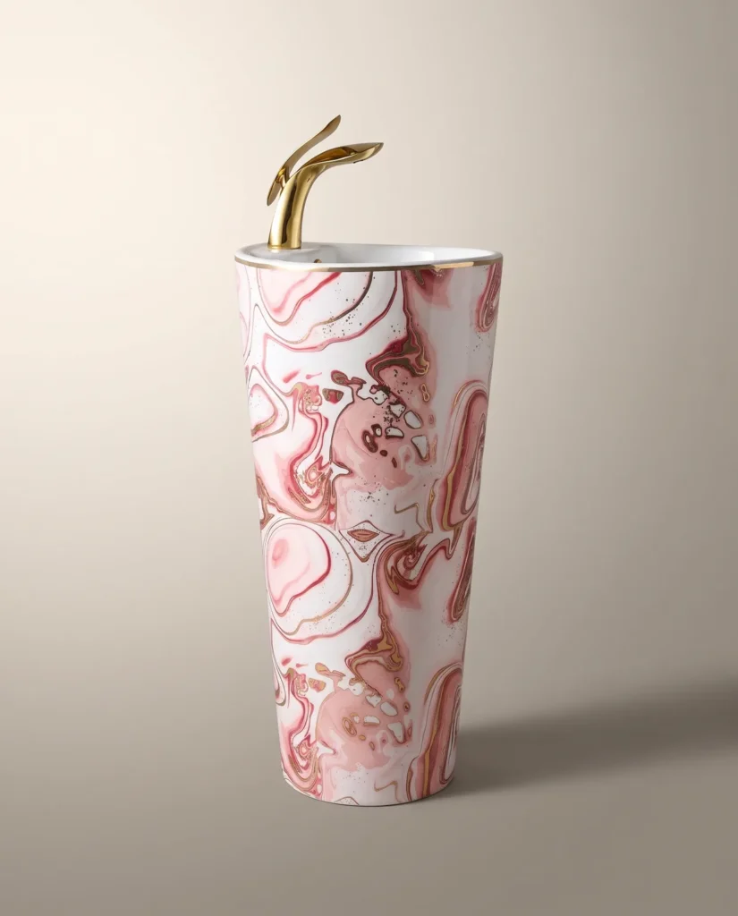 Ebru Pembe Altın Monoblok Lavabo