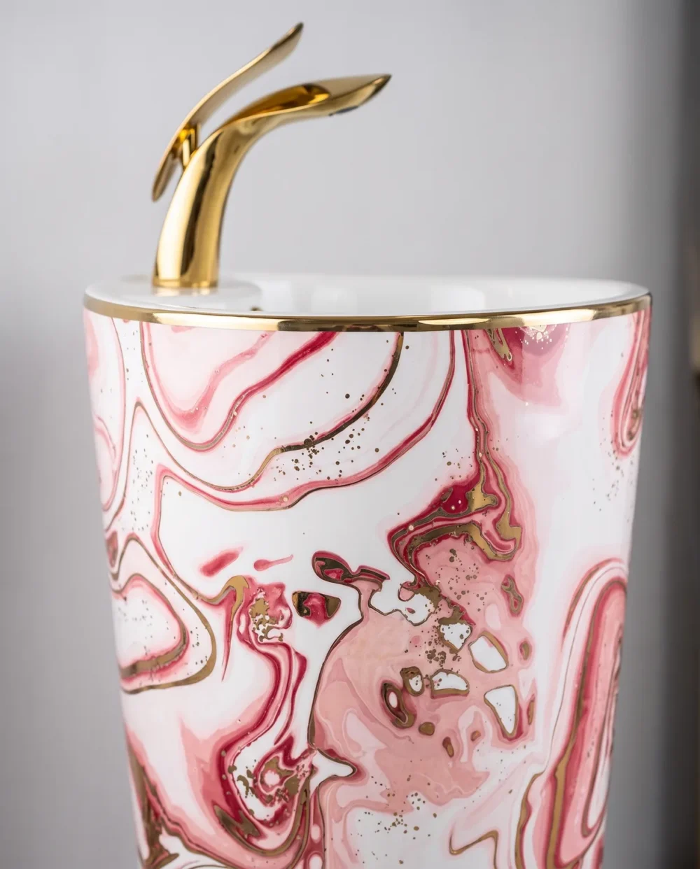 Ebru Pembe Altın Monoblok Lavabo