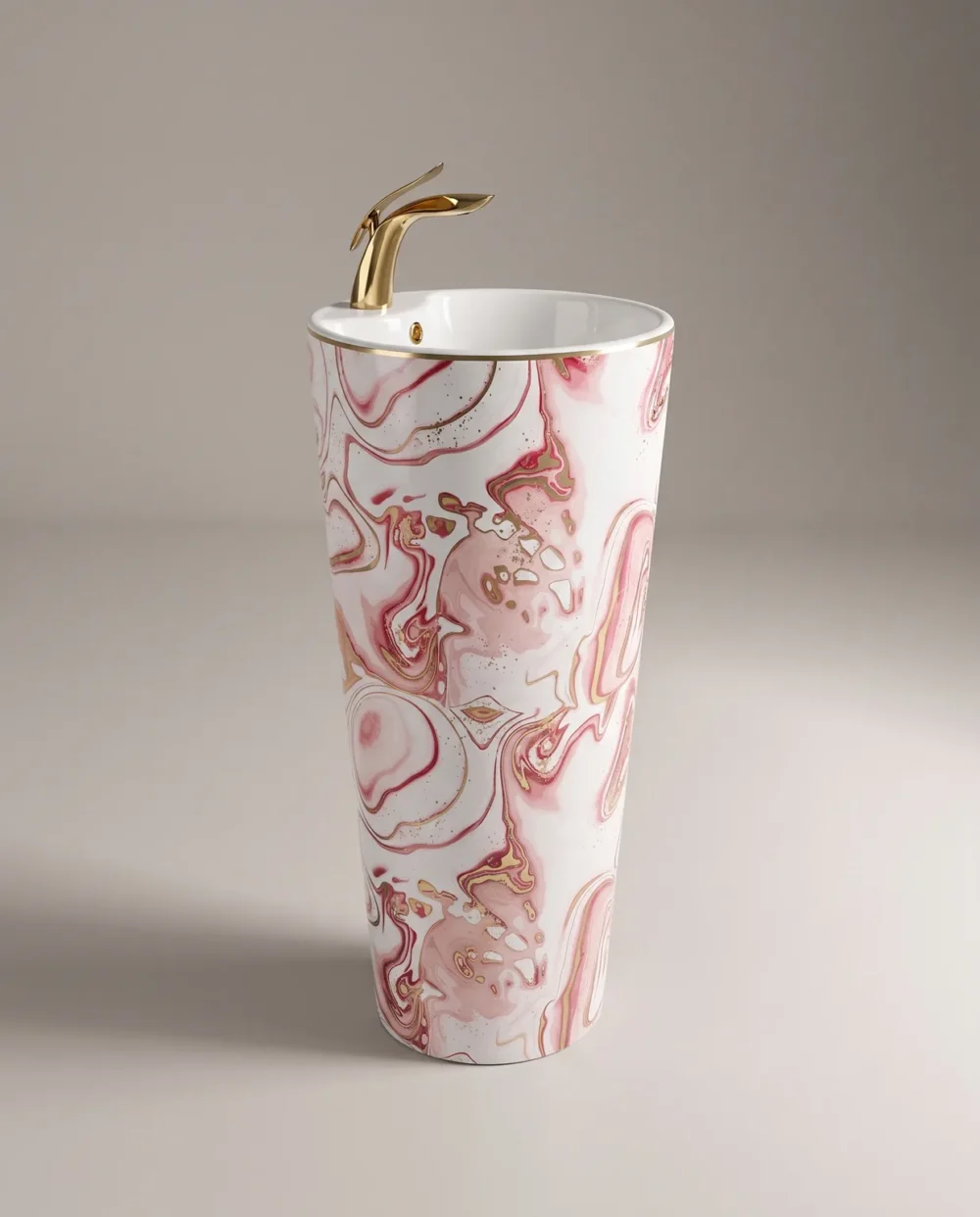 Ebru Pembe Altın Monoblok Lavabo