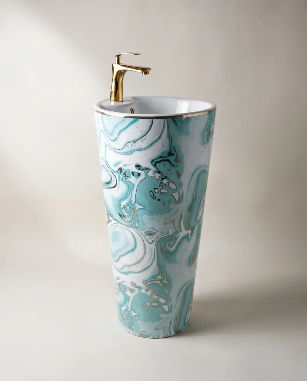 Ebru Yeşil Altın Monoblok Lavabo