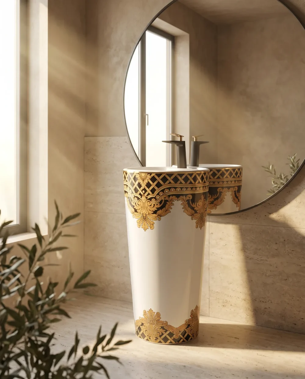 Kleopatra Beyaz Altın Monoblok Lavabo